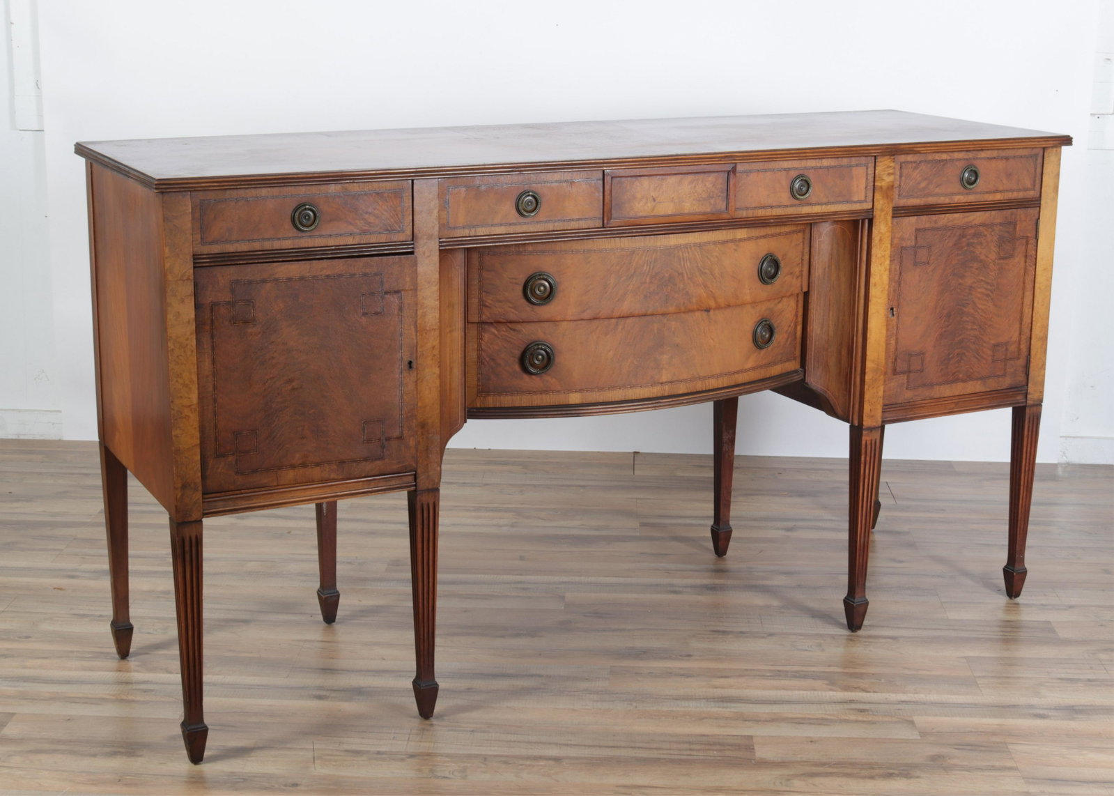 George III Style Inlaid Mahogany Sideboard: George III Style Inlaid Mahogany Sideboard 38.75" H x 72" W x 22..75" D