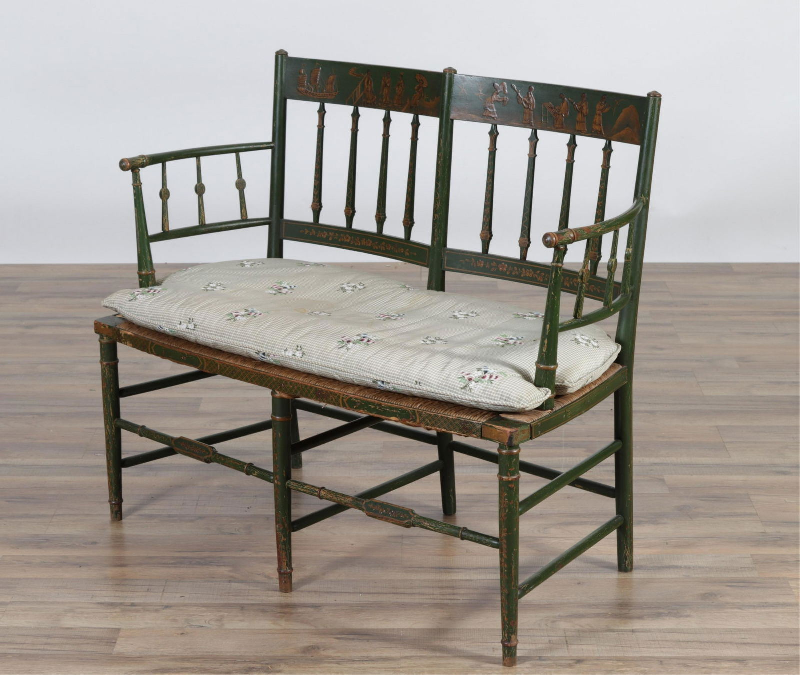 Diminutive Two Seat Painted Sheraton Style Settee (1 of 10)