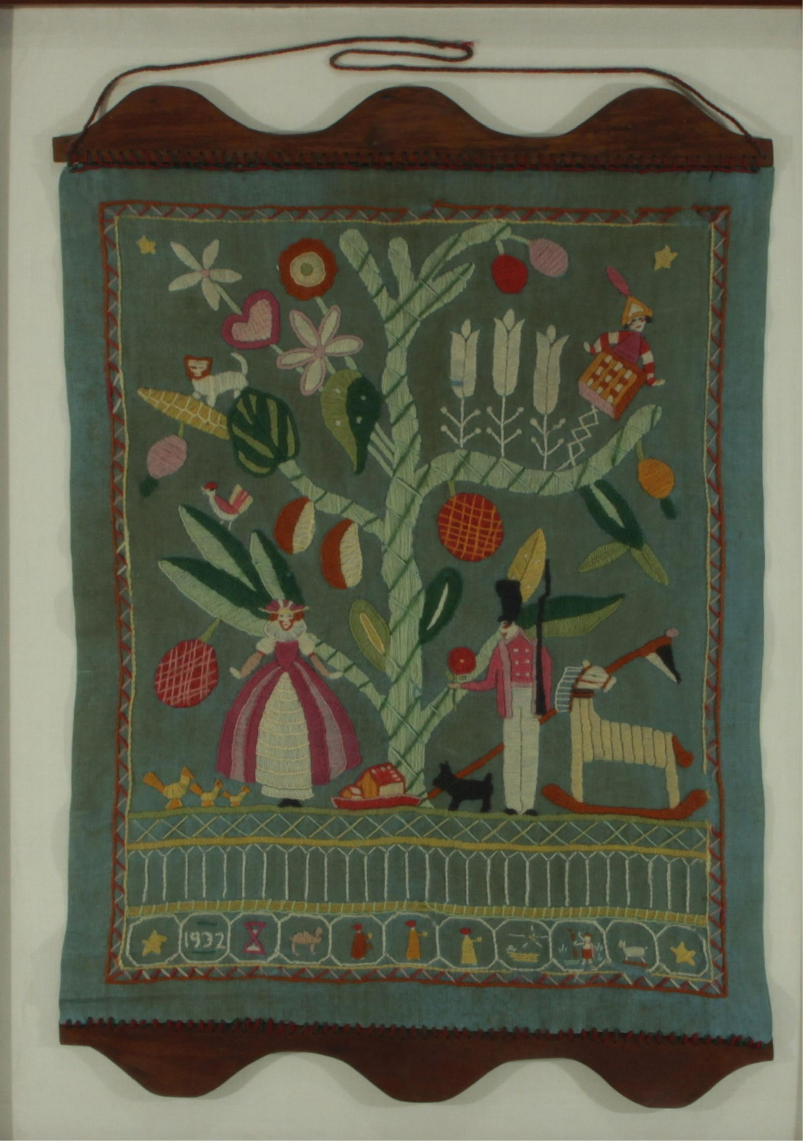 German Embroidered Wall Hanging, Early 20th C. (1 of 6)