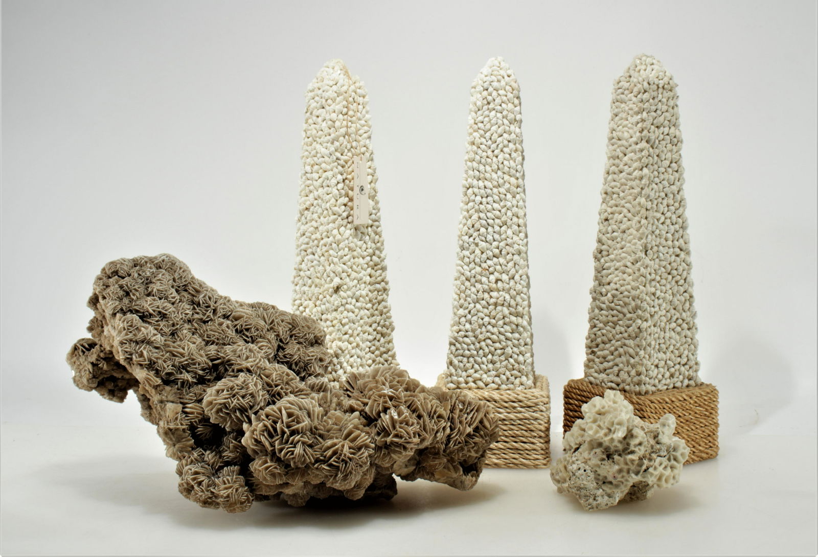 Coral, Desert Rose Selenite & Shell Obelisks (1 of 6)