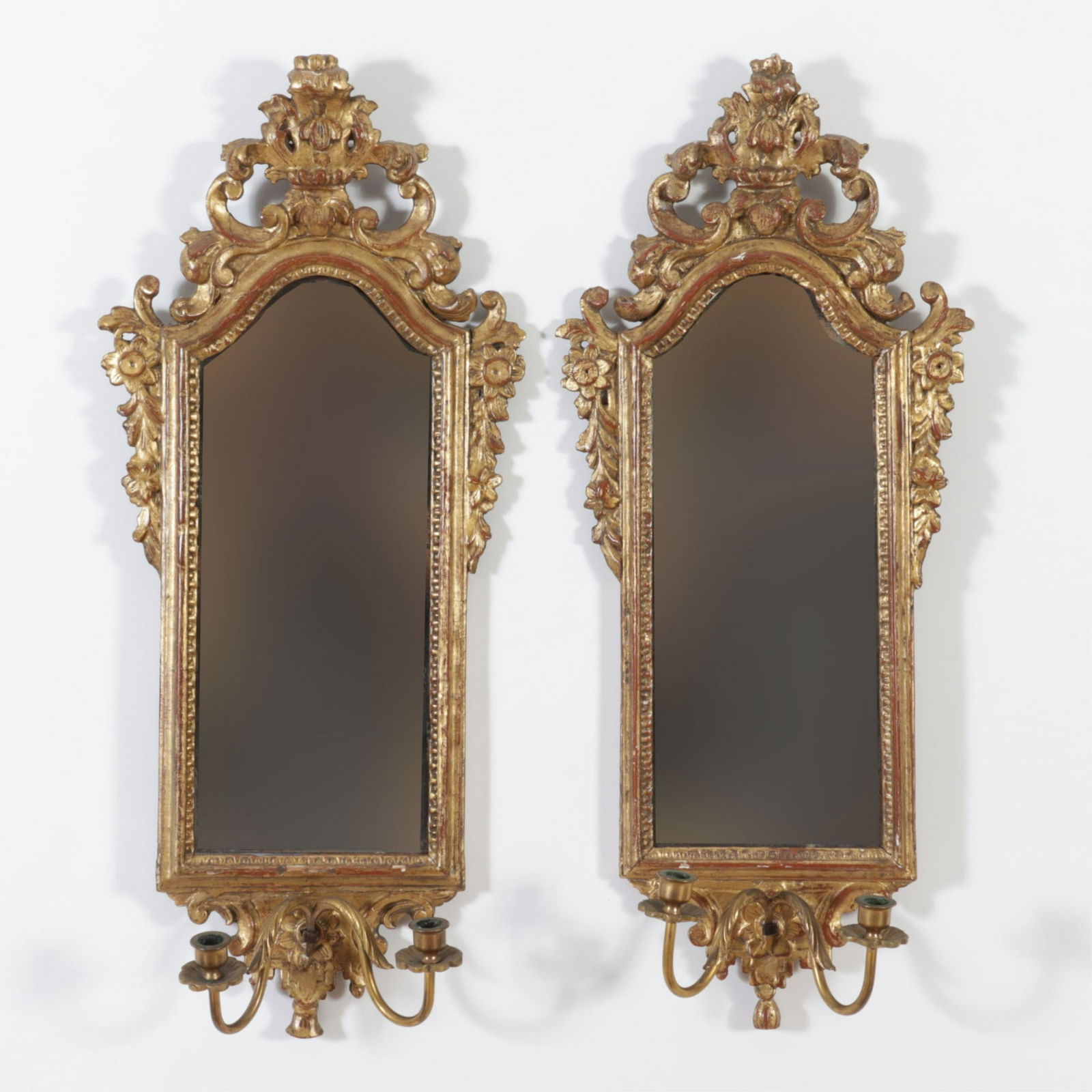 Pair Continental Giltwood Girandole Mirror, 19th C (1 of 7)
