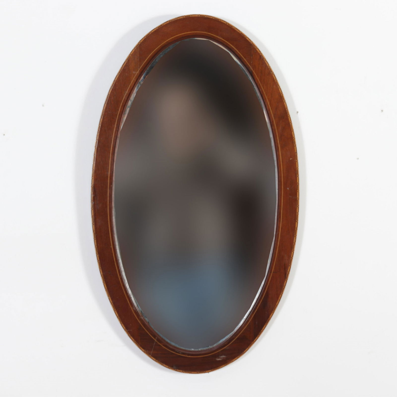 Edwardian Inlaid Mahogany Oval Mirror (1 of 4)