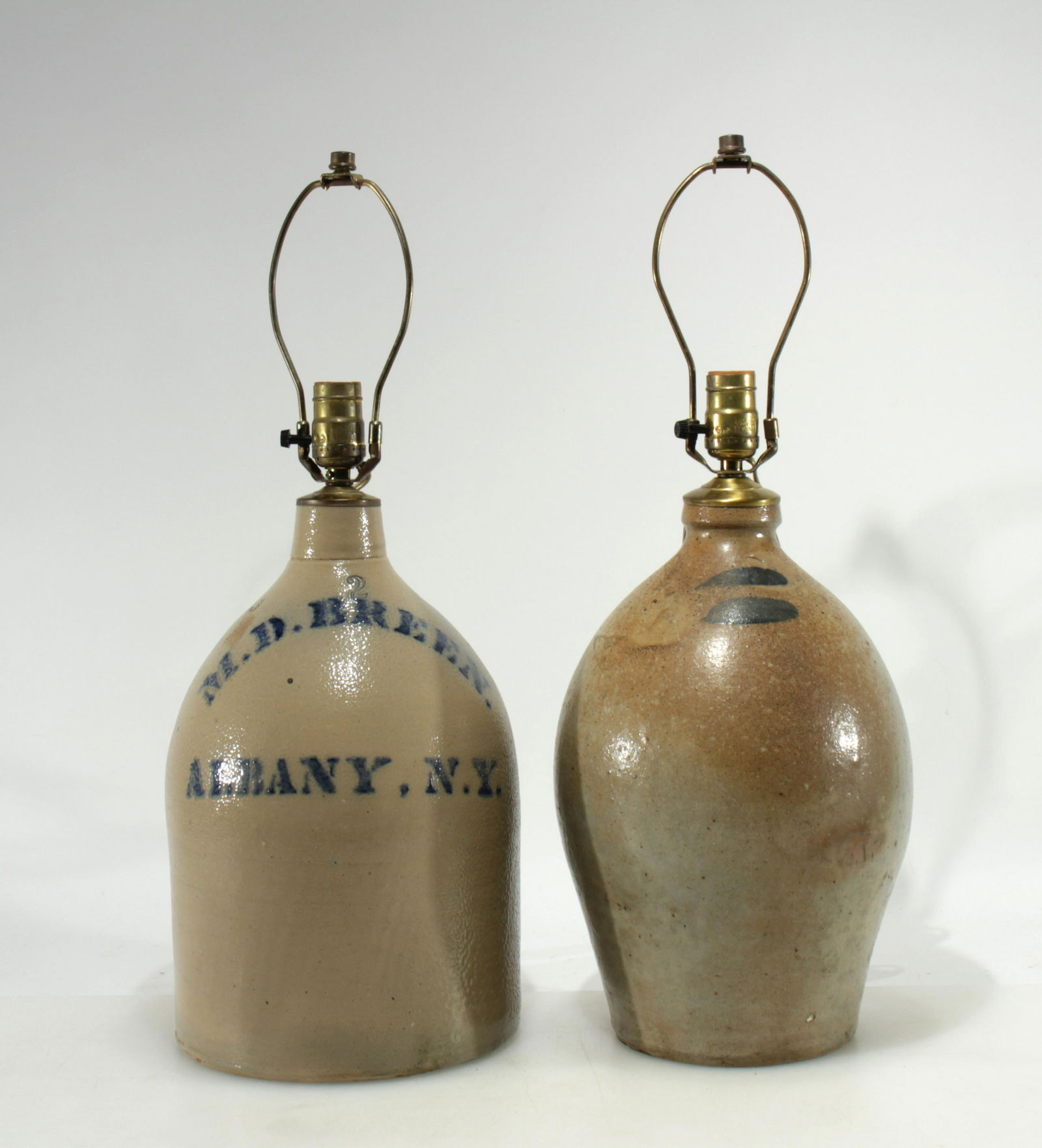 2 Stoneware Jug Lamps; M.D. Breem Albany NY (1 of 6)