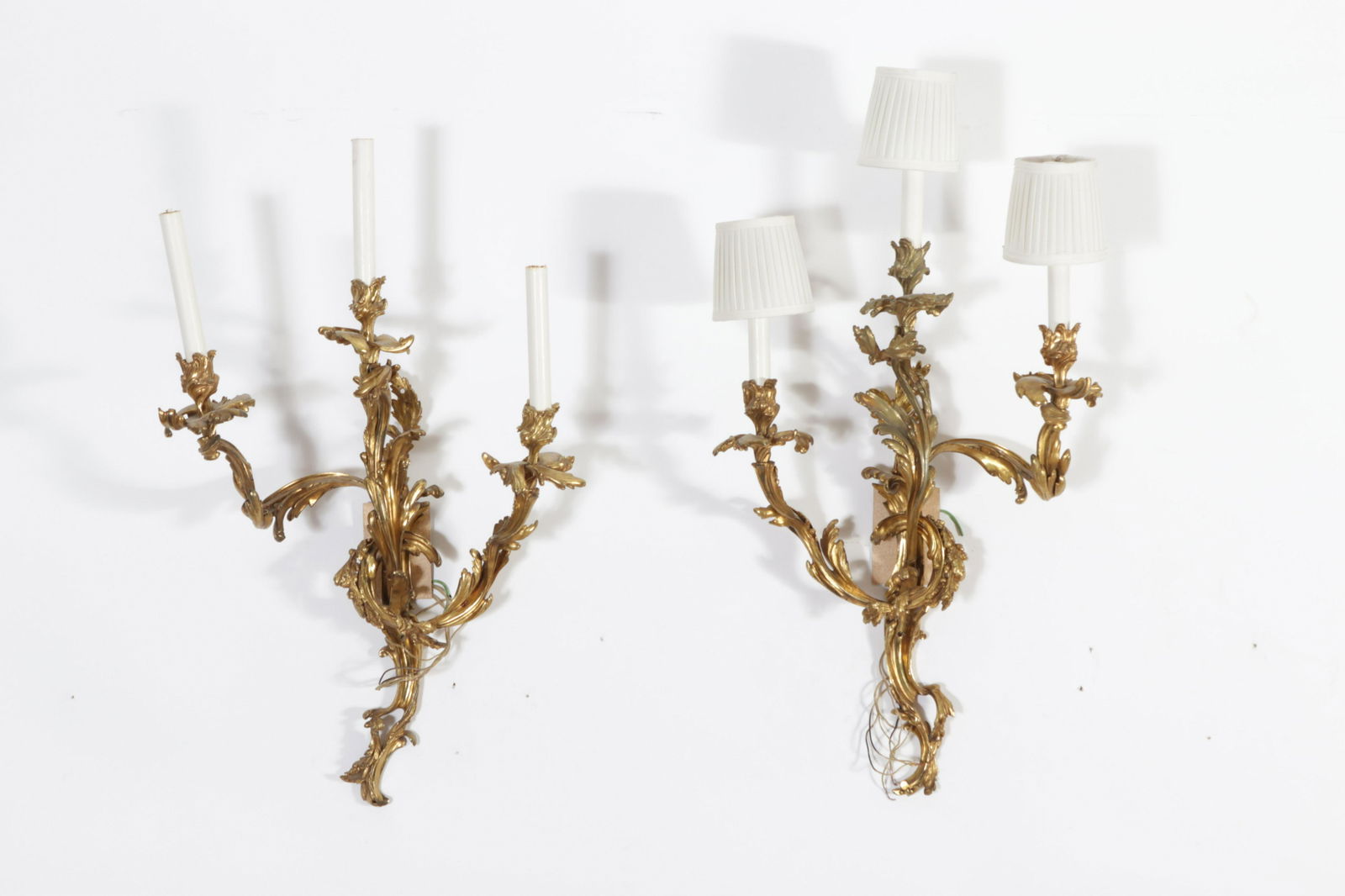 Pair Louis XV Style Ormolu 3-Light Sconces (1 of 4)