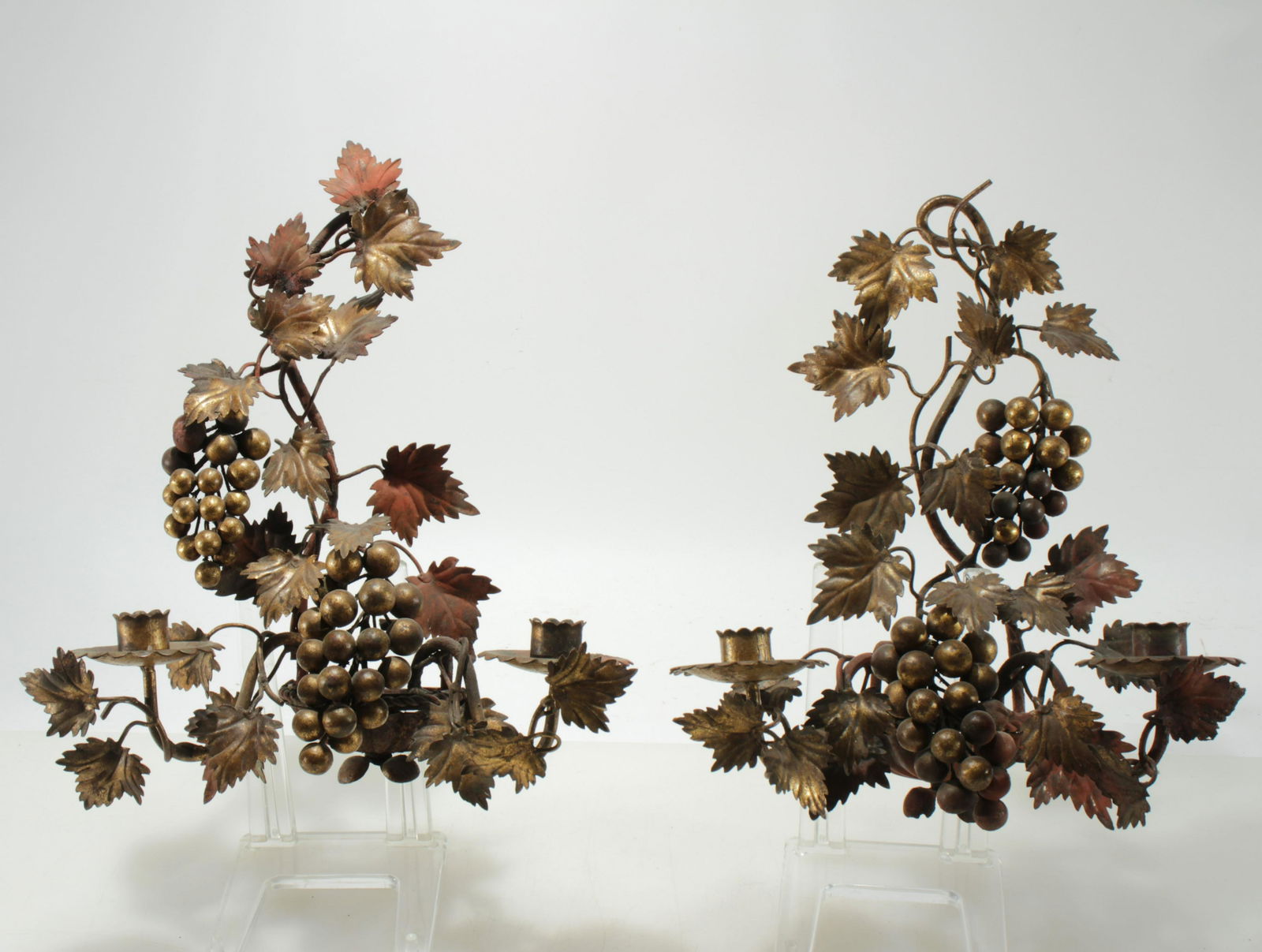 Pair Rococo Style Gold Painted Iron Grape Sconces (1 of 7)