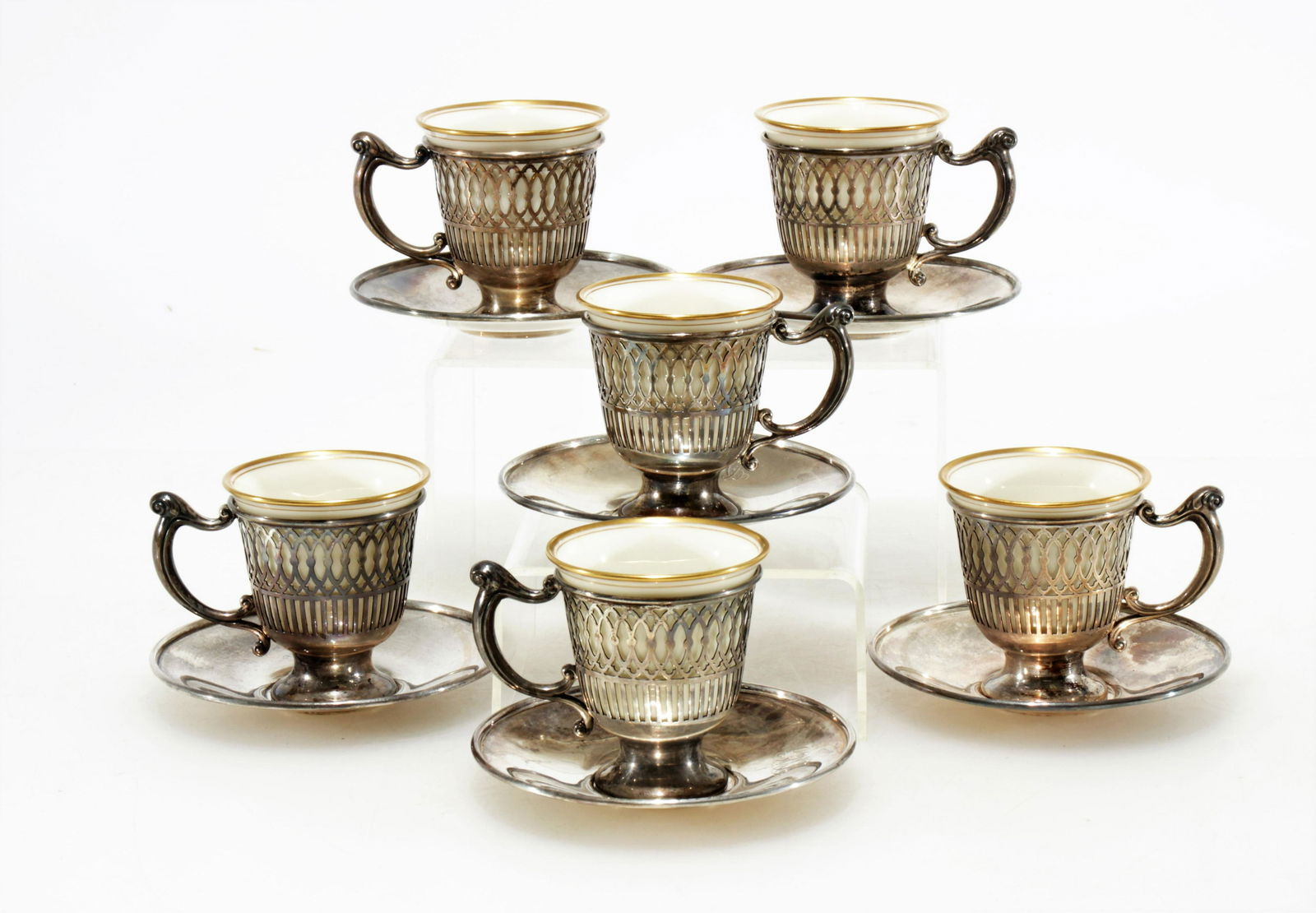 Tiffany Sterling and Lenox Porcelain Demitasse Set (1 of 6)
