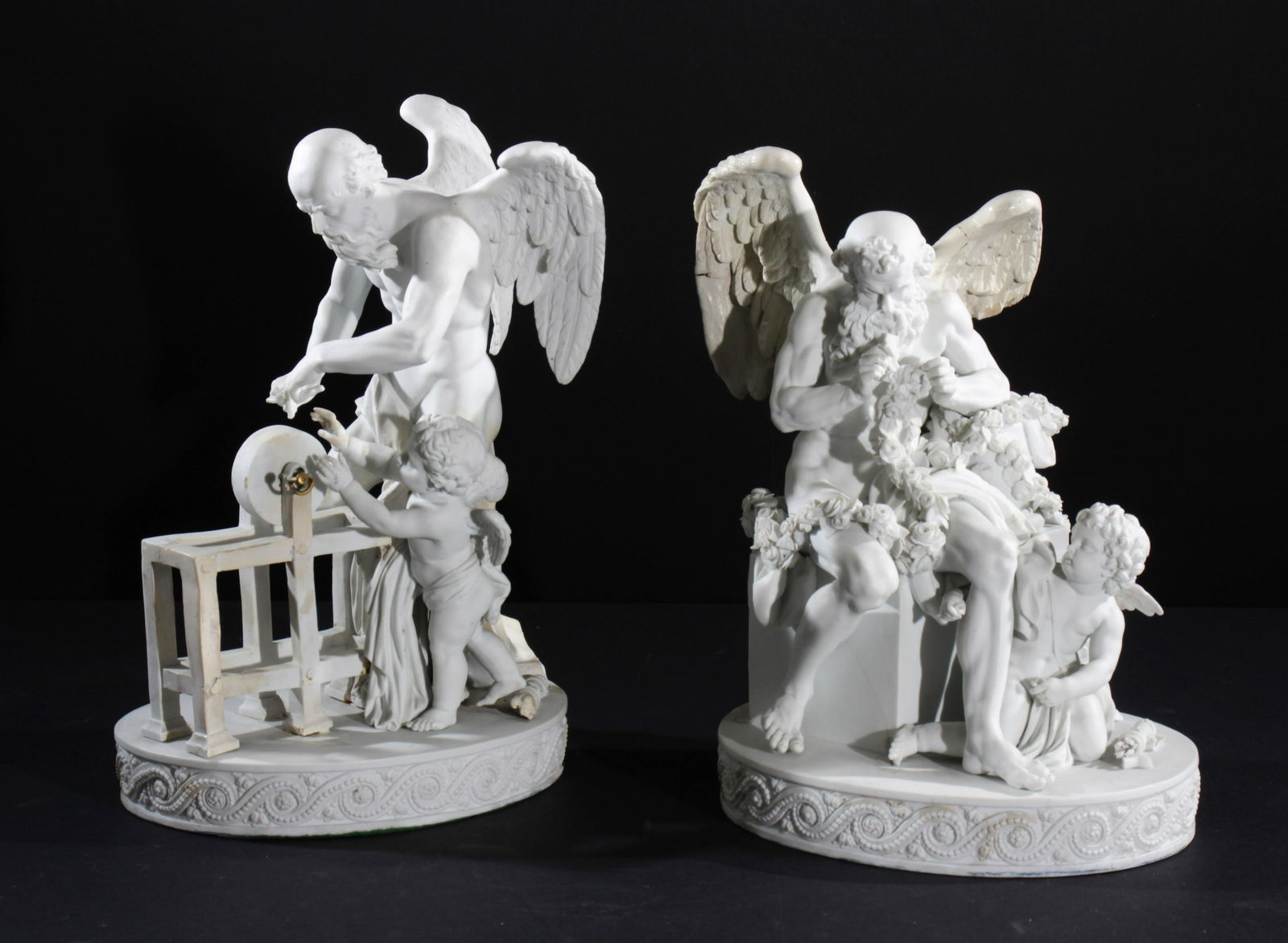Pair Continental Bisque Allegorical Figural Groups (1 of 18)