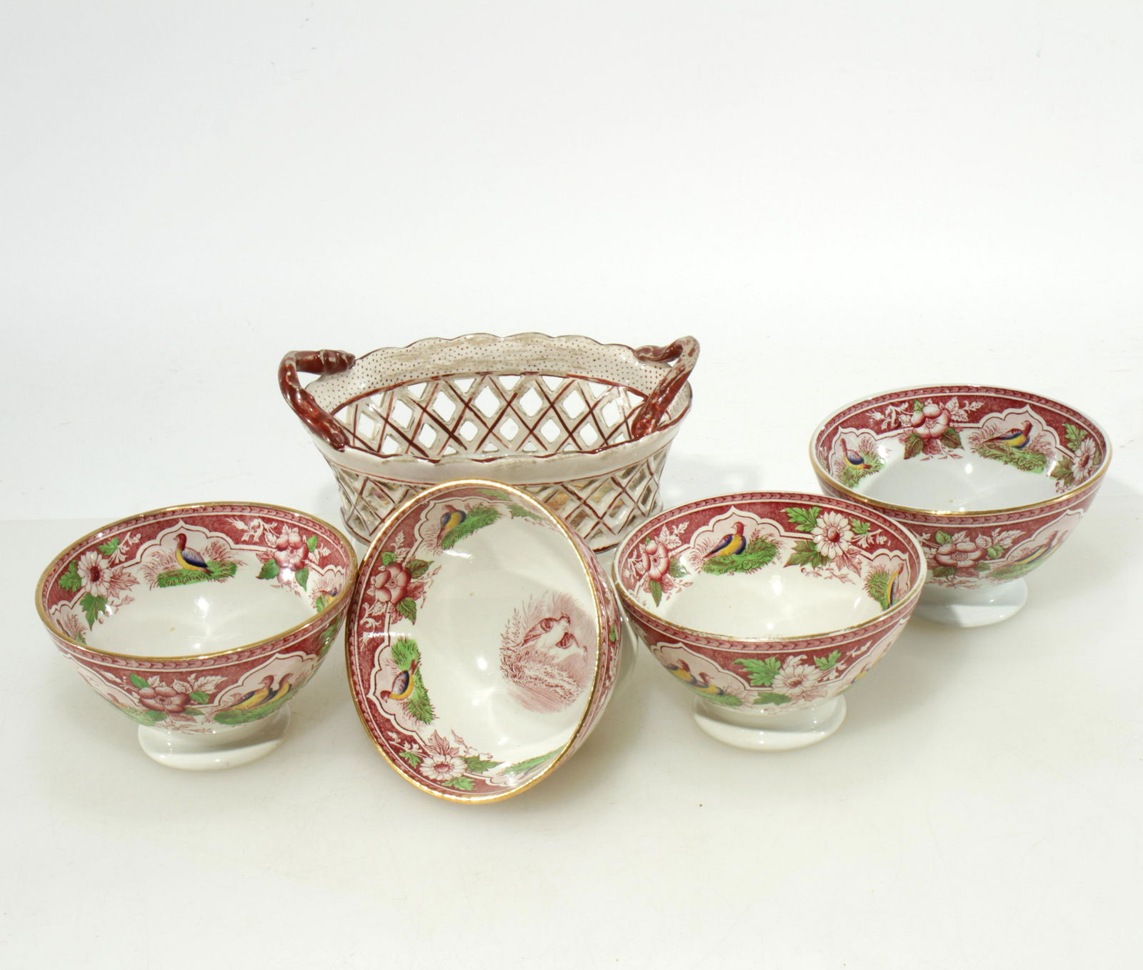 French Stoneware Basket & 4 Bowls (1 of 9)