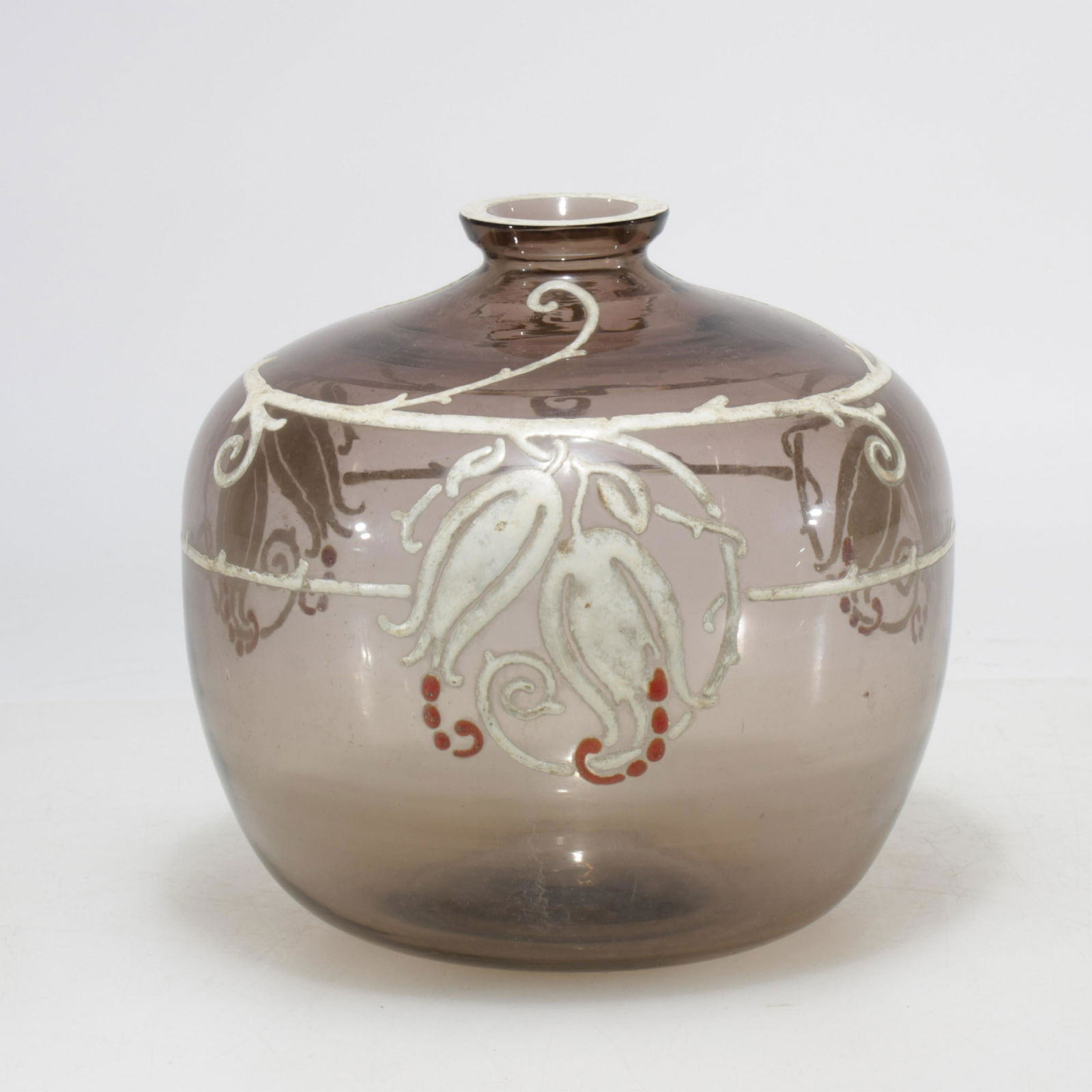 Attributed to Leune Enameled Glass Vase, c. 1930 (1 of 5)