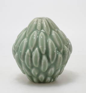 Axel Salto for Royal Copenhagen - Budding Vase: Axel Salto (Danish, 1889 - 1961) for Royal Copenhagen - Green Budding Vase, signed and marked on bottom. Dimensions: 6" H x 5.5" diam Property from the Estate of John 'Parker' Prindle, JR., Boston, MA