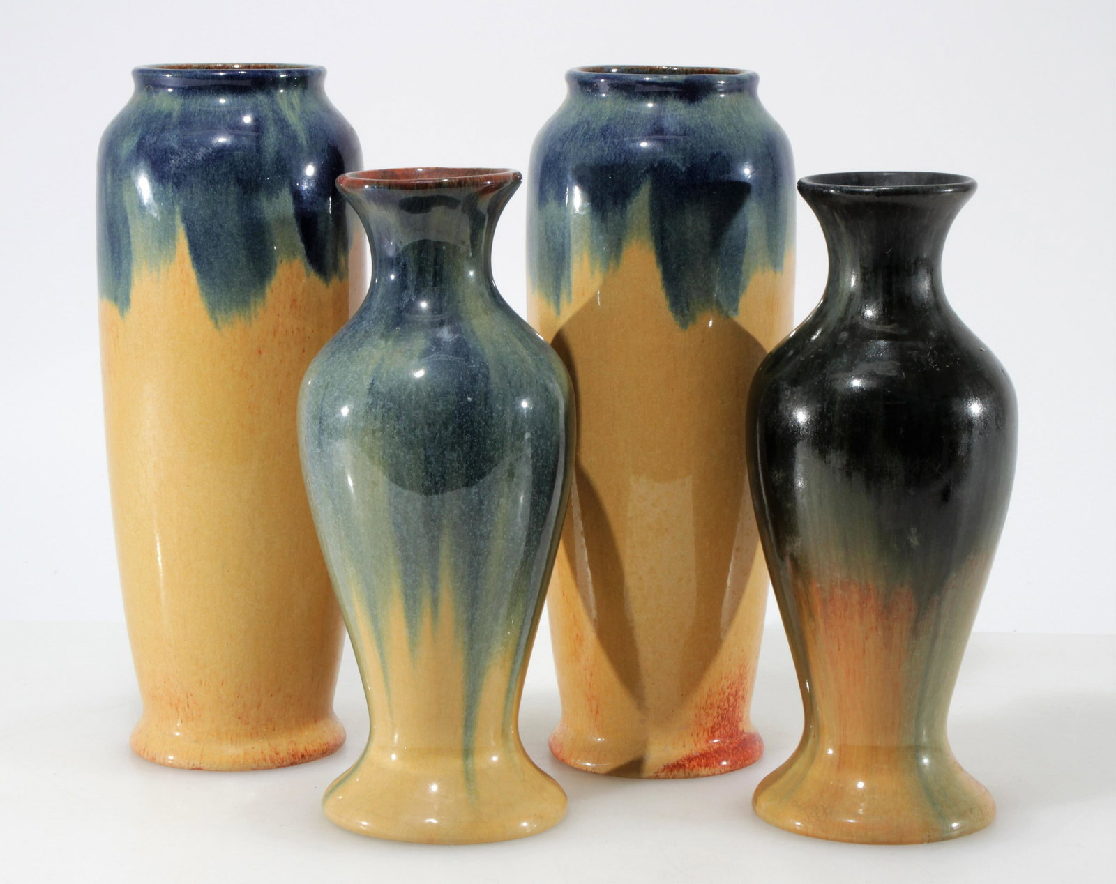 Muncie - Two Pairs of Drip Glazed Pottery Vases (1 of 6)