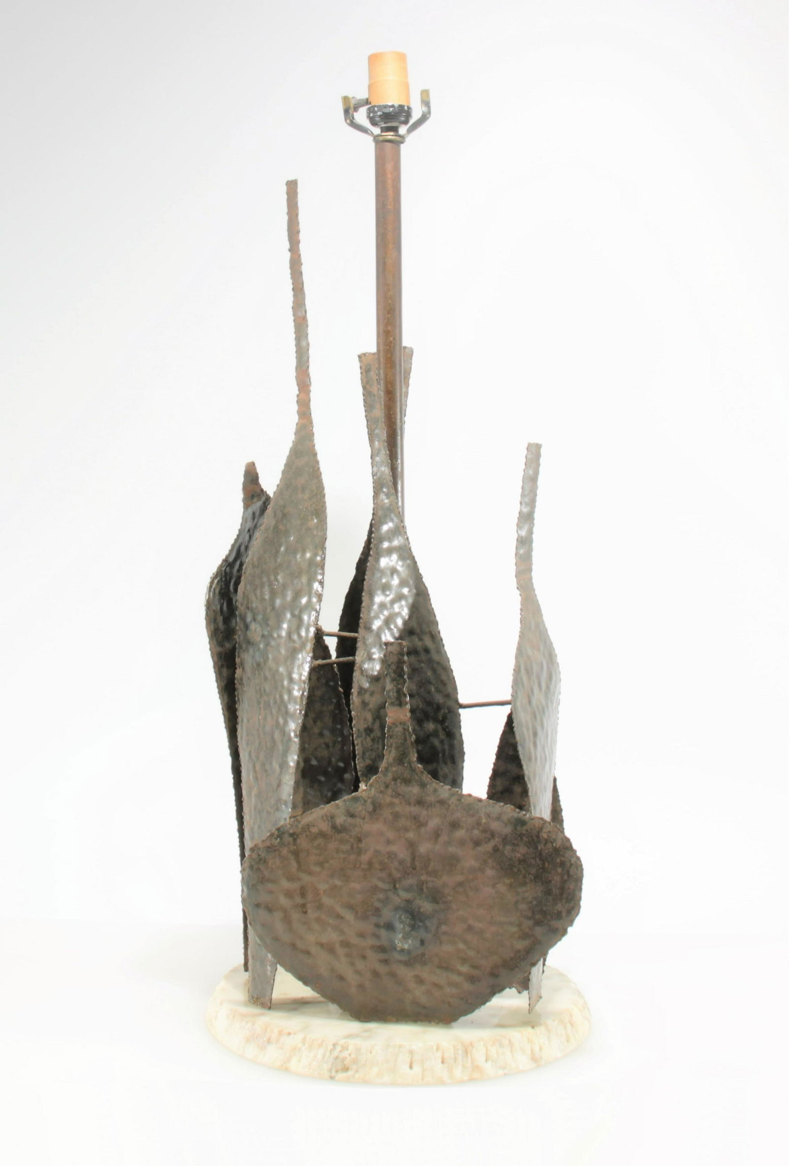 Attr. Marcello Fantoni - Brutalist Metal Vase Lamp (1 of 7)
