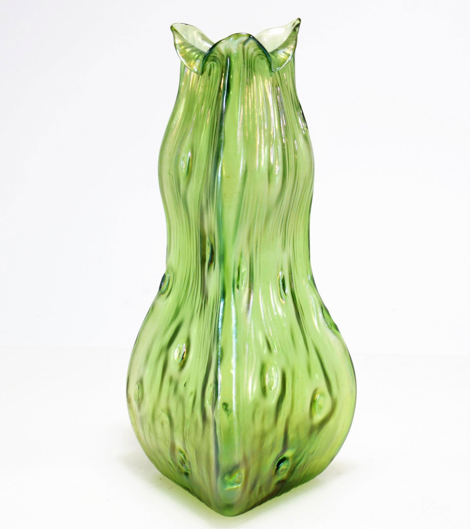 Loetz - Green Iridescent Glass Vase: Loetz Green Iridescent Glass Vase Dimensions: 10" H Property from the Estate of John 'Parker' Prindle, JR., Boston, MA.