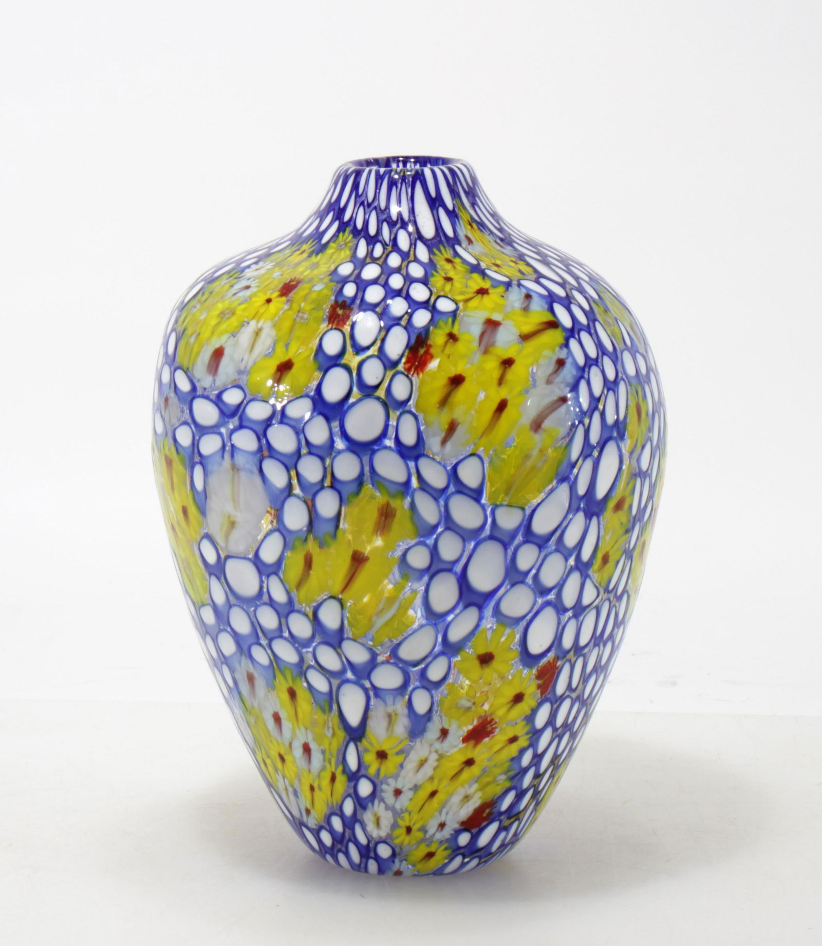 Vittorio Ferro - Yellow, Blue & White Glass Vase (1 of 3)