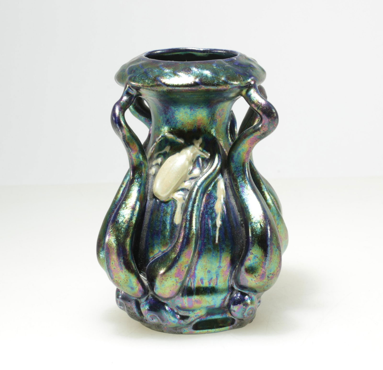 Heliosine Austrian Iridescent Pottery Vase (1 of 4)