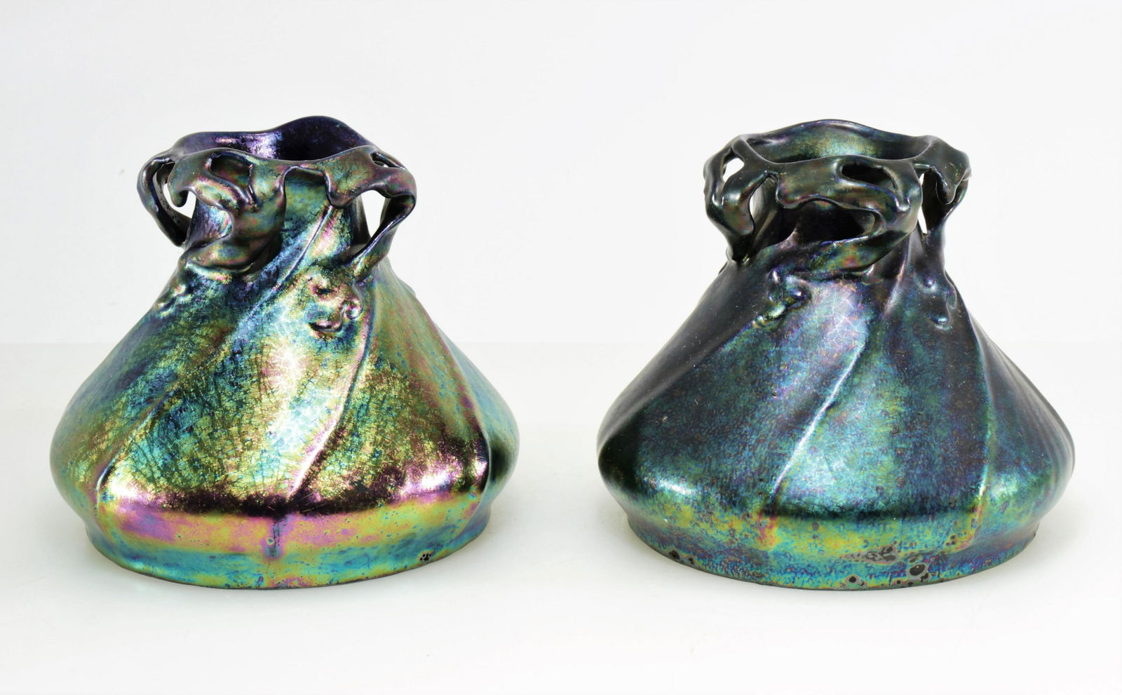 Two Heliosine Austrian Iridescent Pottery Vases (1 of 5)