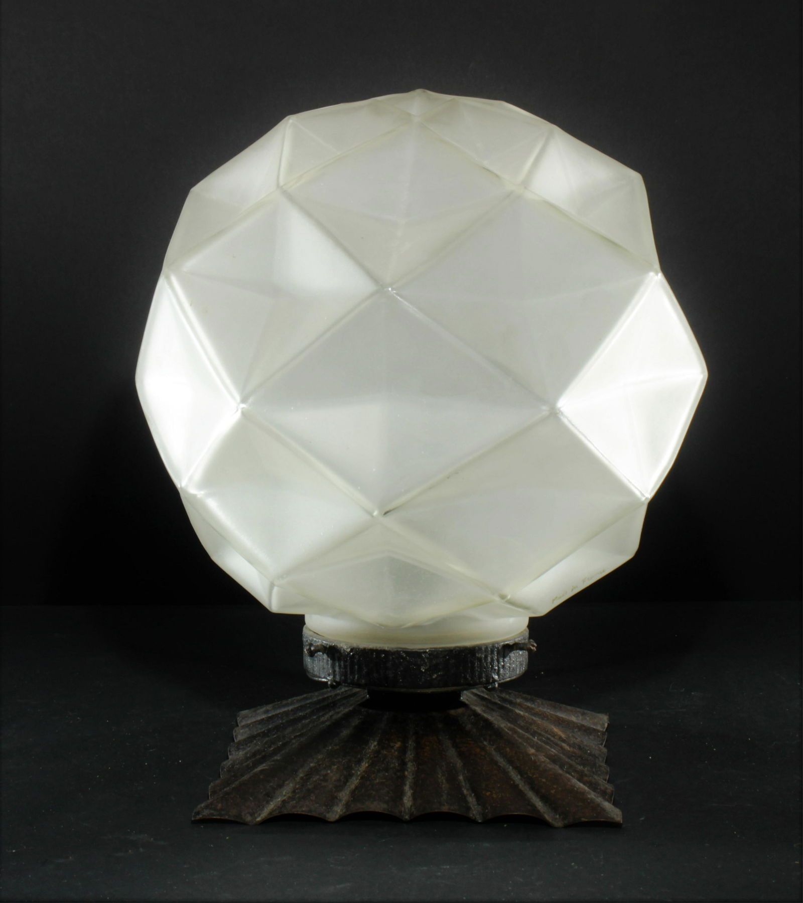 Andre Hunebelle - Art Deco Iron & Glass Lamp (1 of 10)
