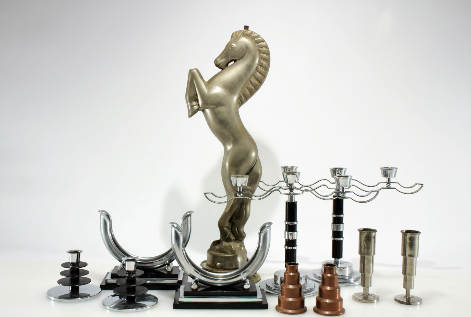 11 Art Deco Chrome & Metal Candlesticks (1 of 14)