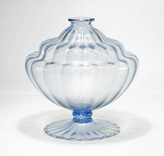 Vittorio Zecchin, Pauly & Co - Glass Vase, 1920: Vittorio Zecchin / Pauly & Co. Glass Vase, circa 1920, blue paper label A19192 Dimensions: 7.75" H Property from the Estate of John 'Parker' Prindle, JR., Boston, MA.