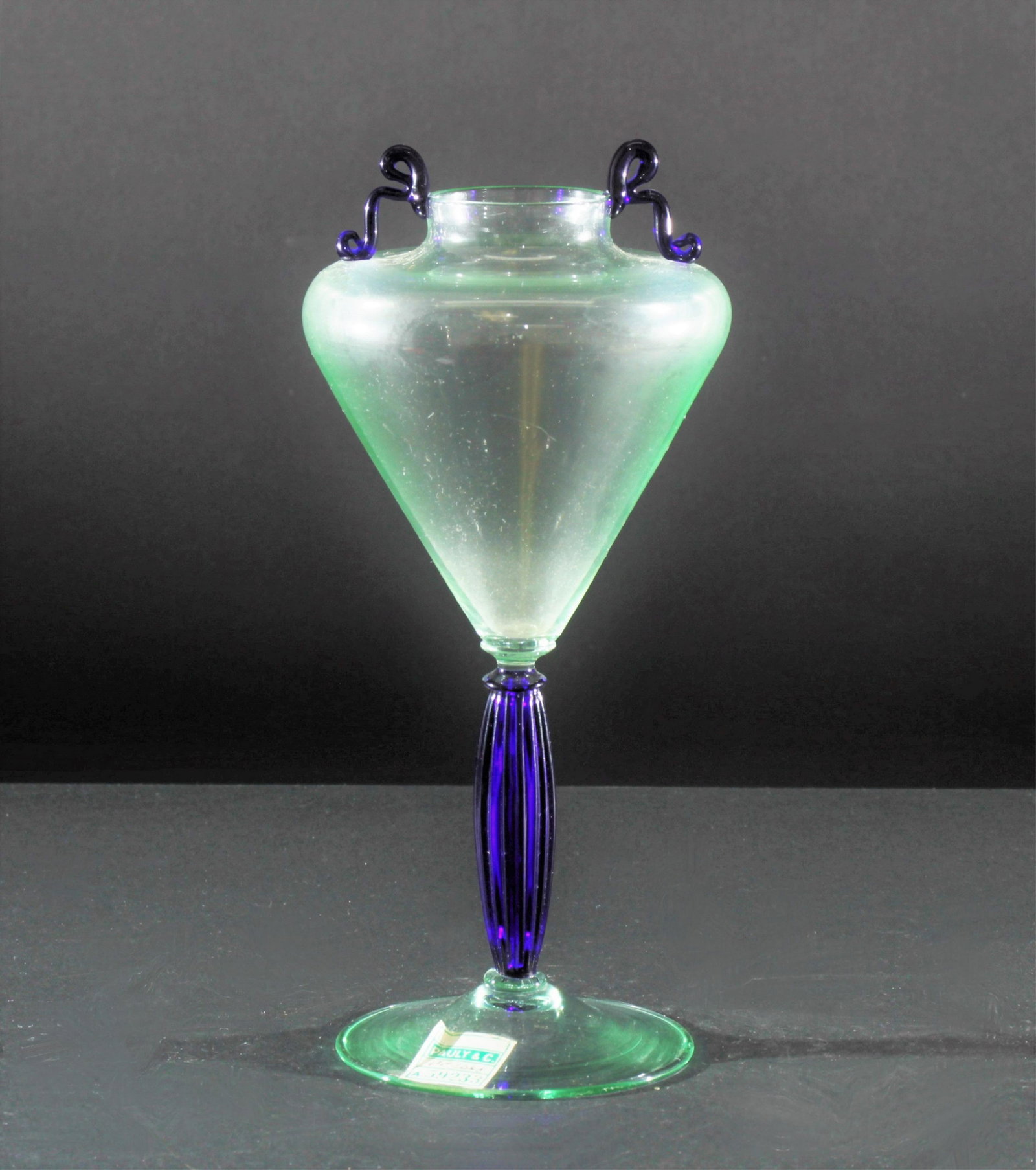 Vittorio Zecchin - Cobalt & Green Glass Vase, 1930: Vittorio Zecchin Cobalt/Green Glass Vase, circa 1930 Dimensions: 9.75" H Property from the Estate of John 'Parker' Prindle, JR., Boston, MA.