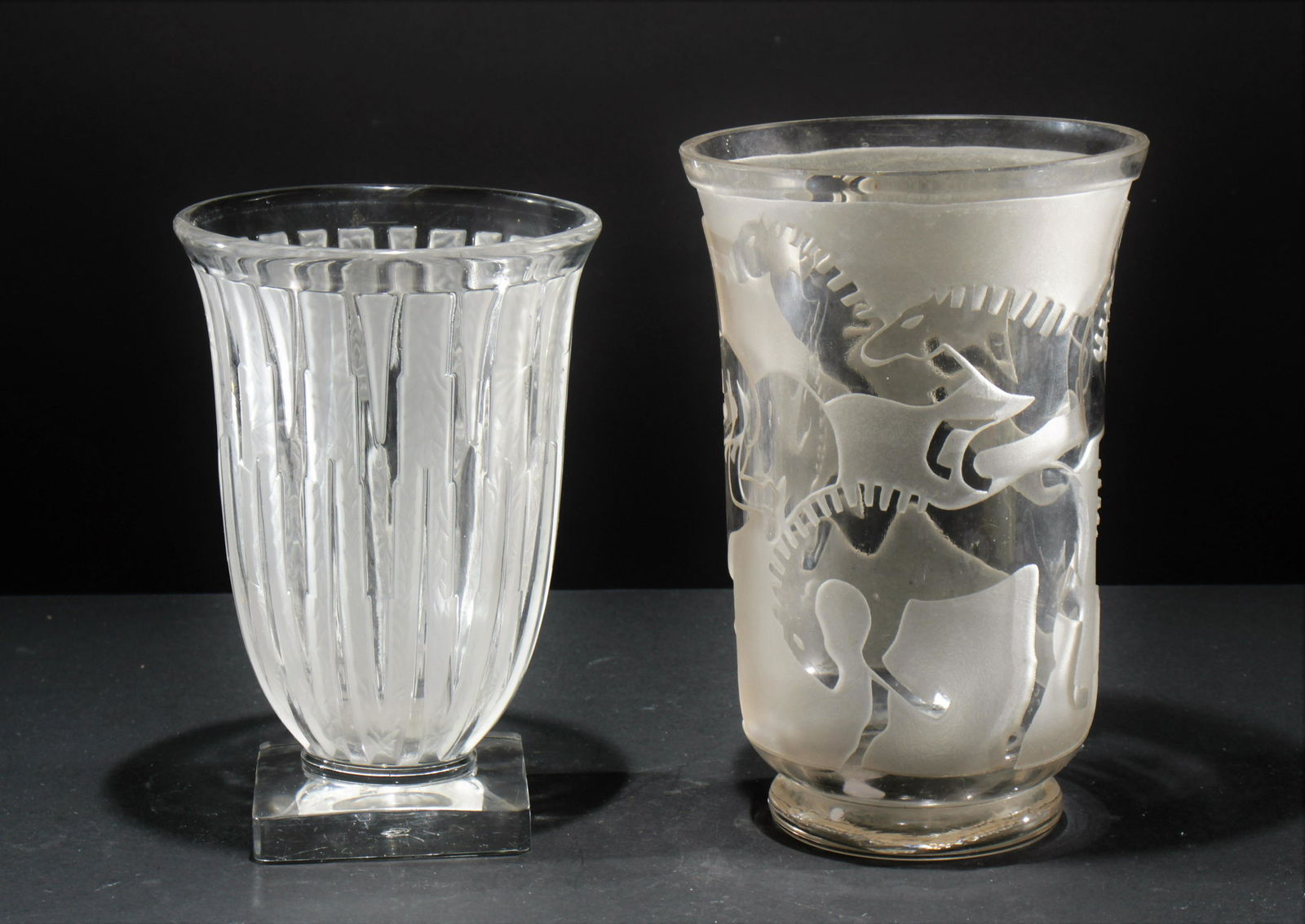 Two Art Deco Acid Etched Glass Vases (1 of 5)