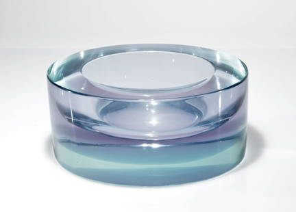 Mario Pinzoni for Seguso - Sommerso Bowl: Mario Pinzoni (b. 1927) for Seguso Vetri d'Arte, light blue Sommerso blow. Unmarked Dimensions: 2.75" H x 6.5" diam Property from the Estate of John 'Parker' Prindle, JR., Boston, MA.