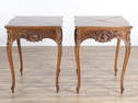 Pair Louis XV Carved Oak Handkerchief Games Tables