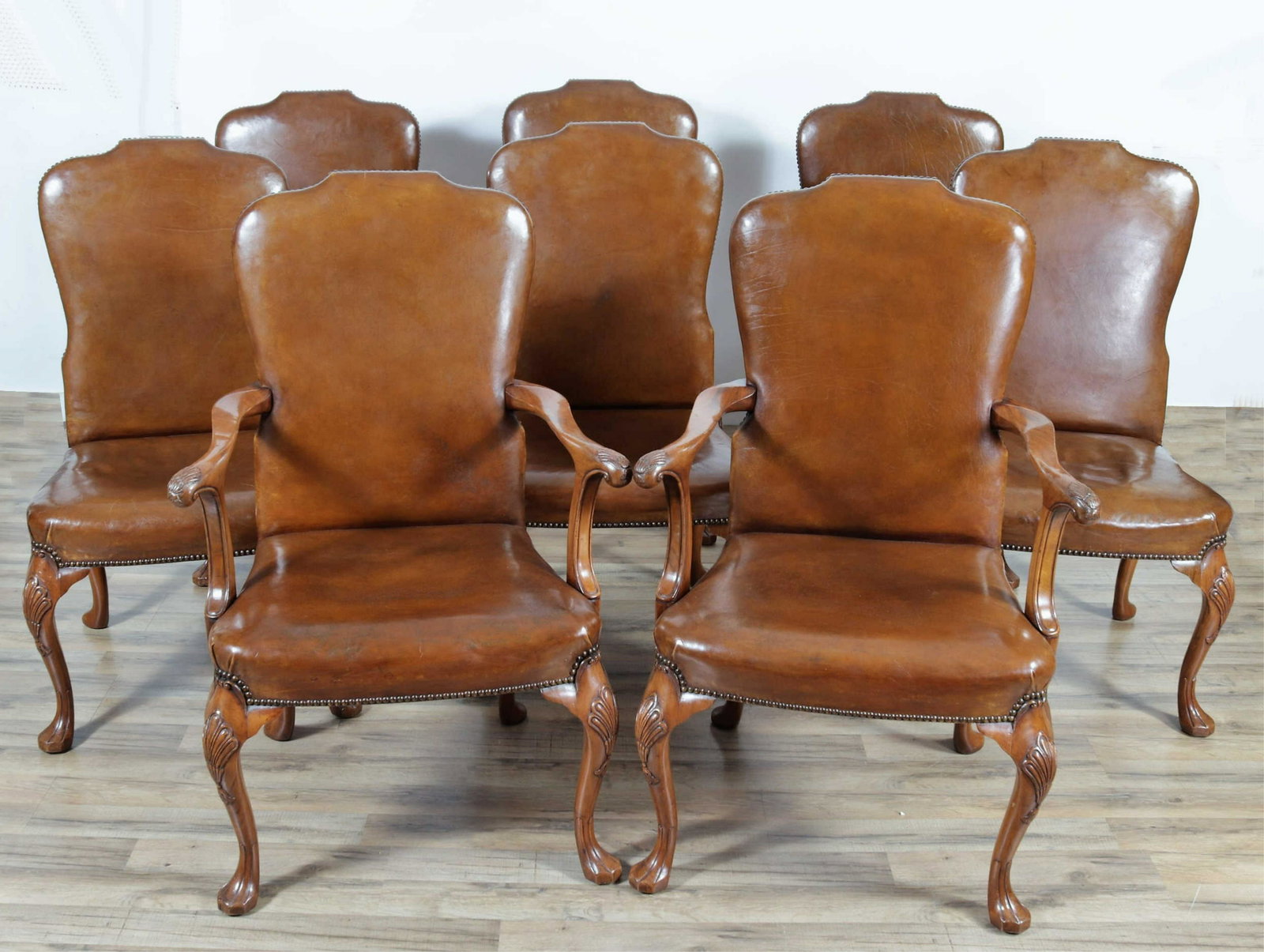 Set of George II Style Walnut Carved Dining Chairs (1 of 10)