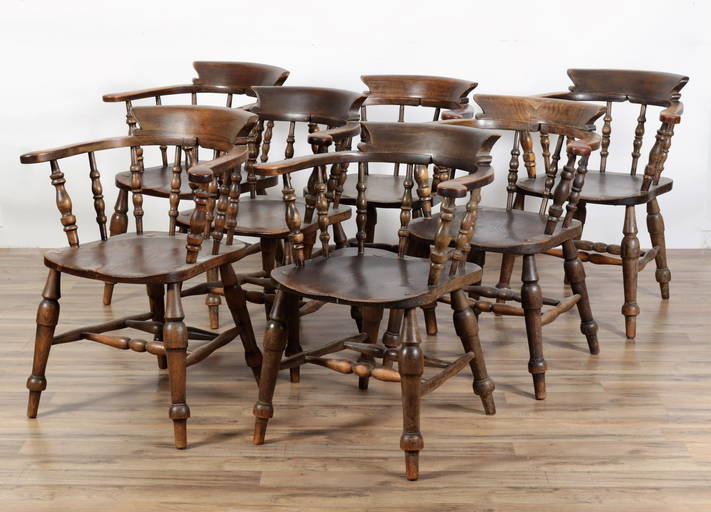 7 English Windsor Chairs, High Marked