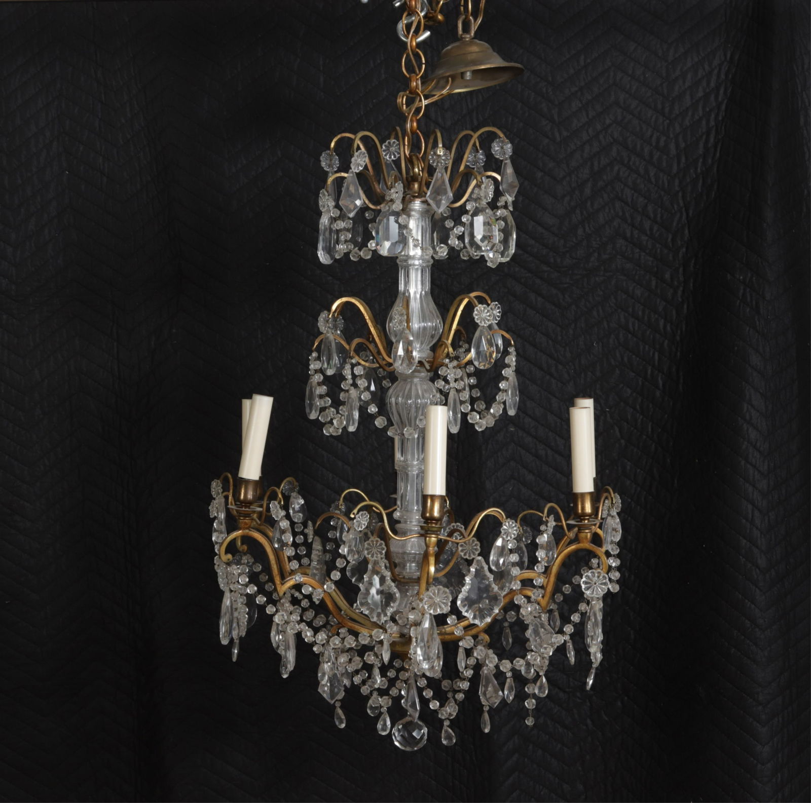 Louis XV Style Brass & Glass 6-Light Chandelier (1 of 4)