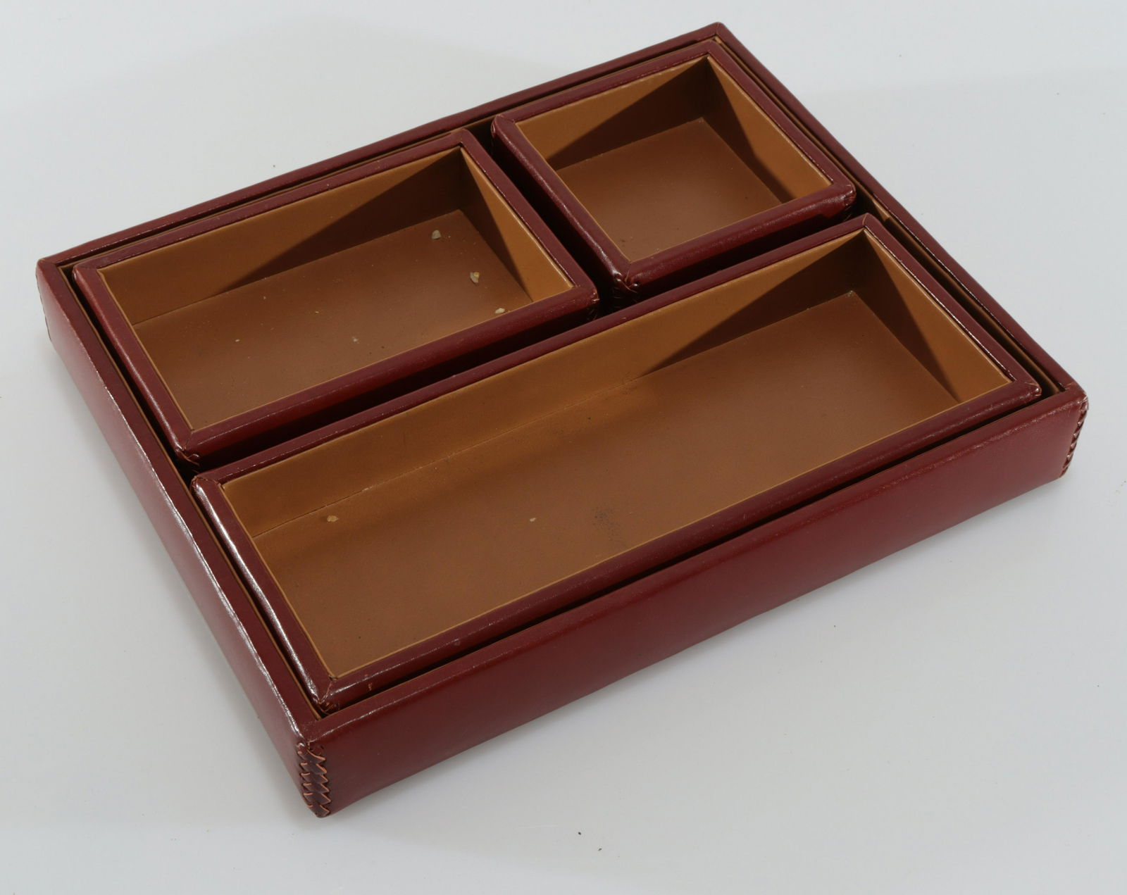 4 Hermes Style Stitched Leather Desk Trays (1 of 5)