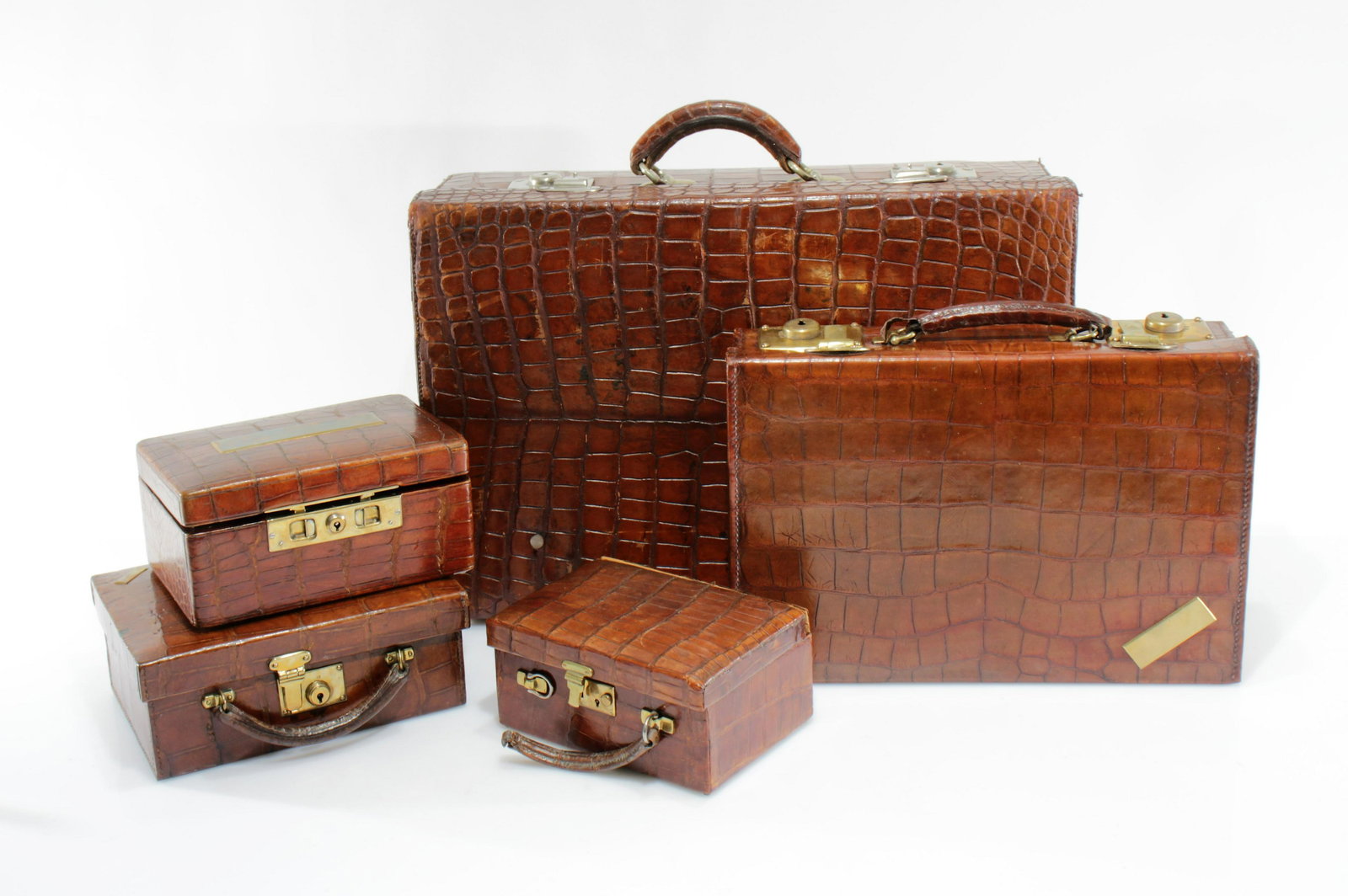 Vintage English Crocodile Leather Travel Cases (1 of 8)