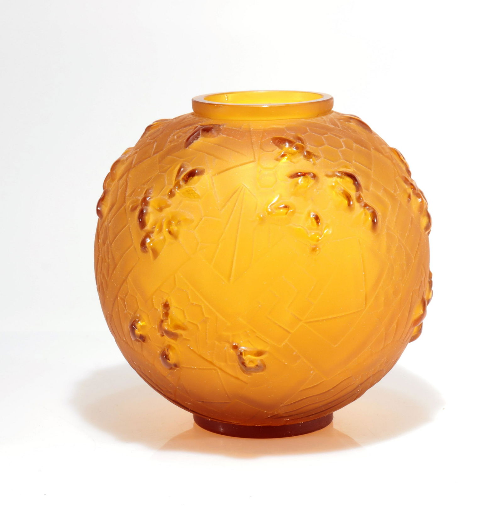 Sabino - Acid Etched Amber Glass Vase c 1930 (1 of 5)