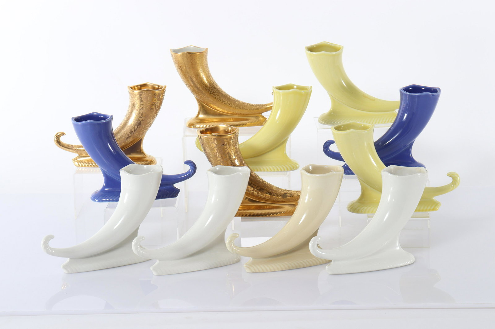 Trenton Art Pottery - 12 Cornucopia Vases (1 of 10)