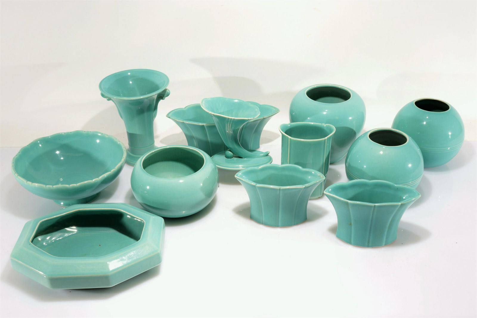 Trenton Art Pottery - Turquoise Glazed Group (1 of 7)