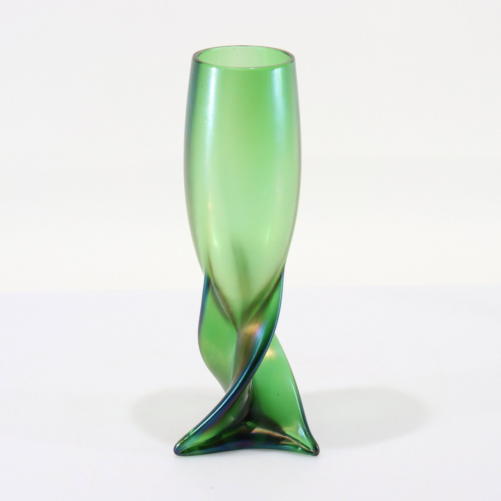 Marie Kirschner - Iridescent Green Vase: Marie Kirschner Iridescent Green Vase. early 20th C. unmarked. Dimensions: 12" H Property from the collection of John 'Parker' Prindle, Jr.