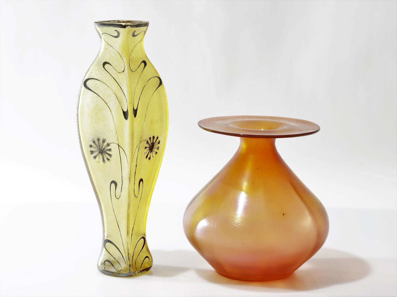 Two Loetz Style Iridescent Glass Vases (1 of 5)