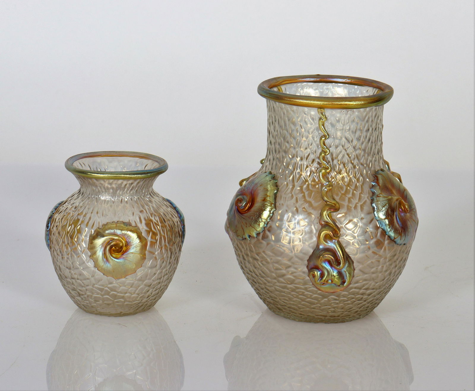Loetz - Two Silver Iridescent Glass Vases (1 of 3)