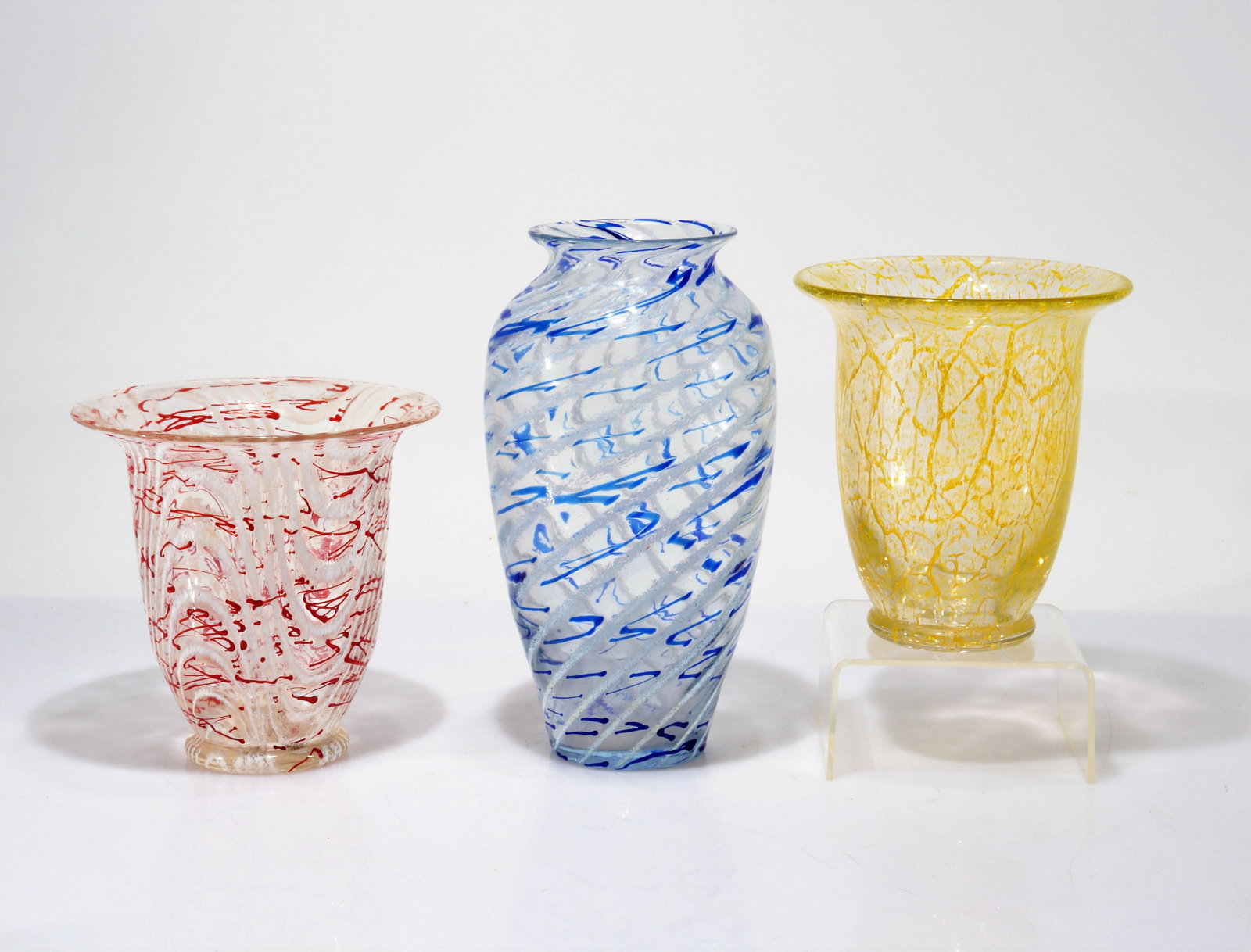 Loetz - 3 Blue & Red Glass Vases c. 1930: 3 Loetz Blue and Red Glass Vases c. 1930.Unmarked Dimensions: Largest - 8.75" H Property from the collection of John 'Parker' Prindle, Jr.