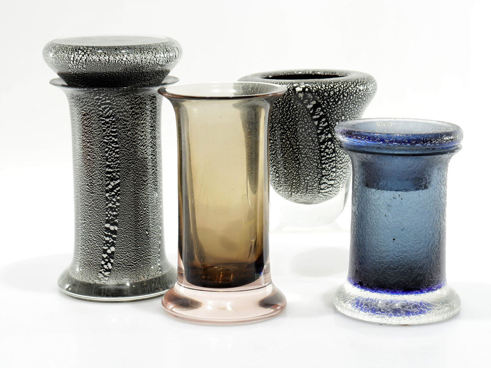 Seguso - Four Glass Vases & Covered Jars: 4 Seguso Glass Vases & Covered Jars, possibly Flavio Poli Dimensions: Largest - 8.75" H x 4.75" Dia. Property from the collection of John 'Parker' Prindle, Jr.