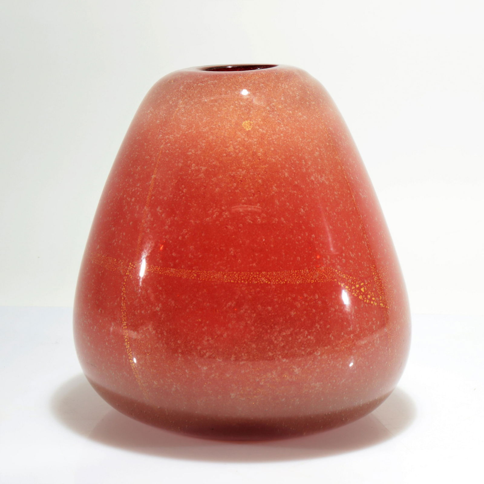 Attr. Flavio Poli, Seguso - Gilt Red Glass Vase (1 of 4)