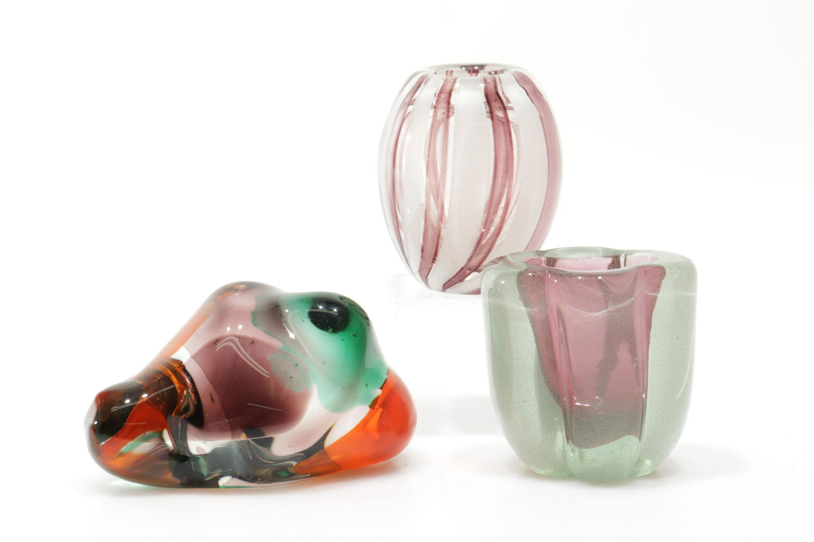 Murano - Two Bud Vases & Paperweight (1 of 5)
