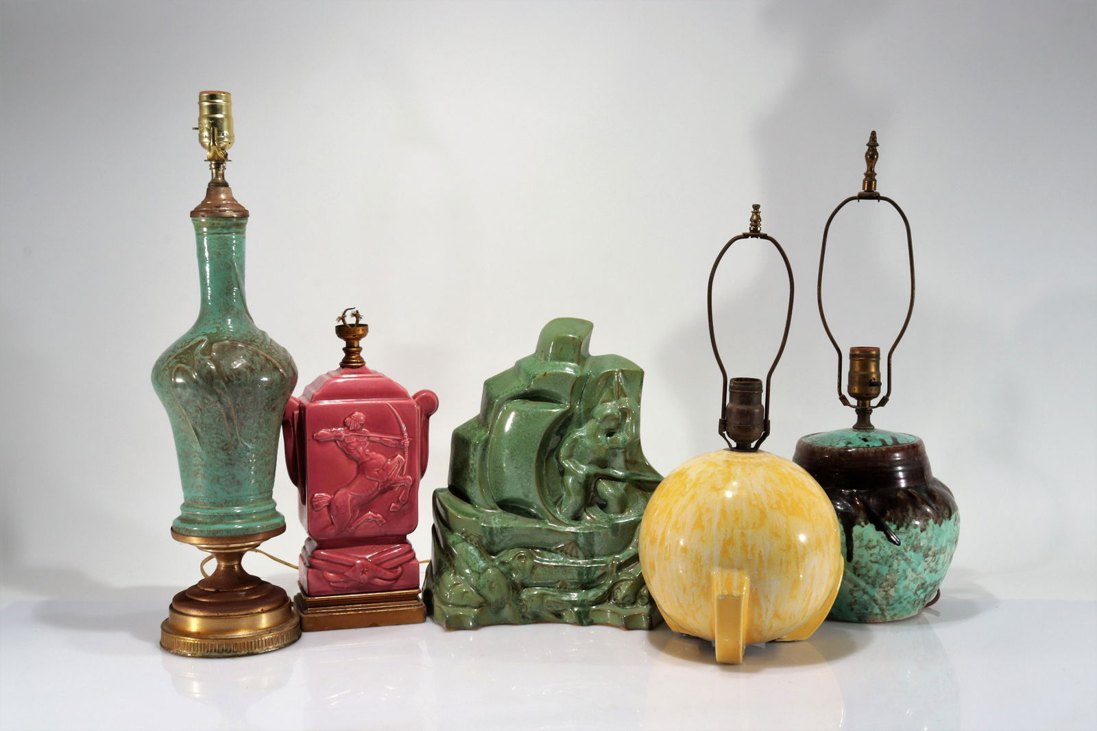 Mid Century Pottery Lamps & Centerpiece (1 of 7)