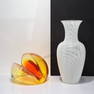 VeArt - 2 Glass Sculpture & Caned Vase