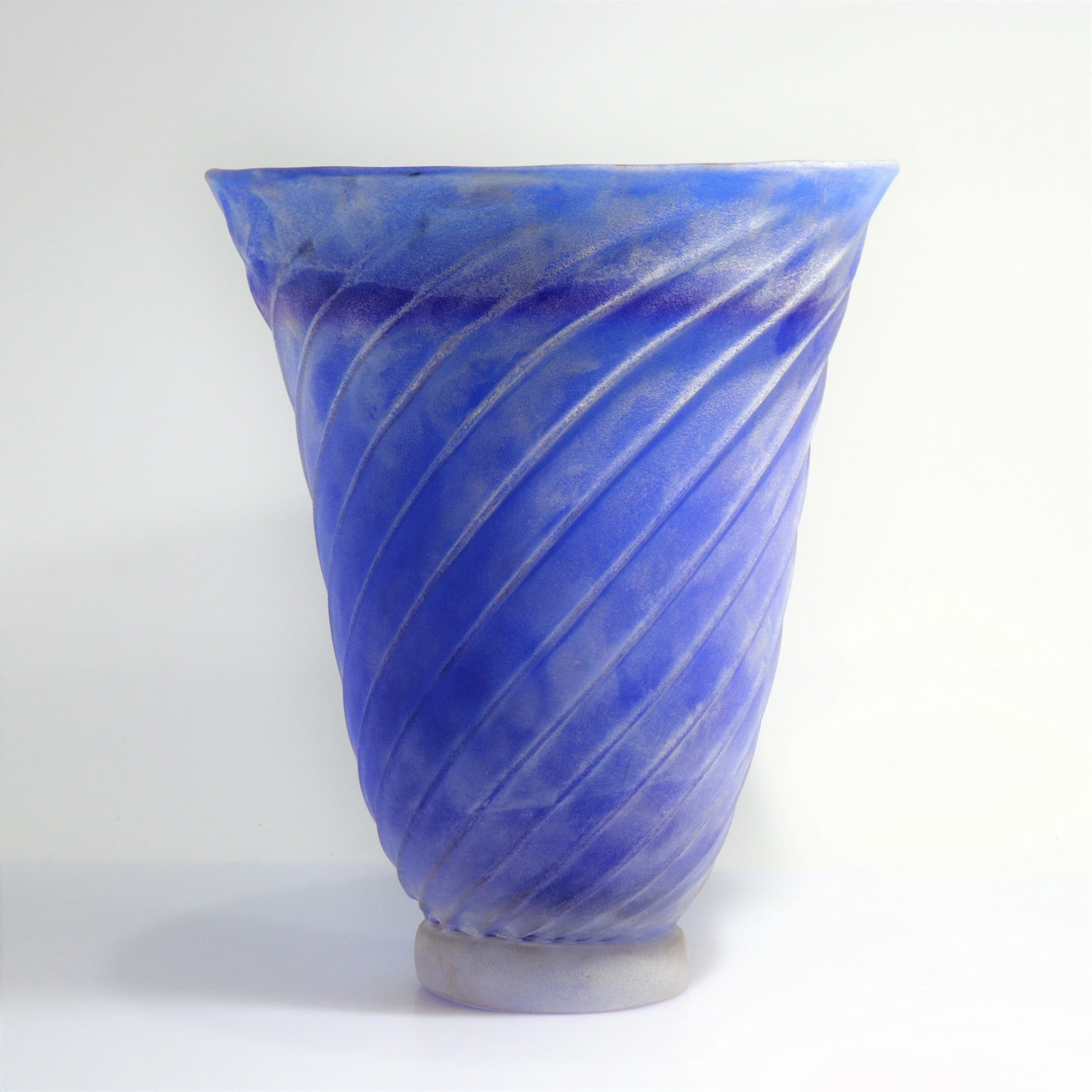 Gino Cendese - Blue Scavo Glass Vase: Gino Cendese Blue Scavo Glass Vase, Third Quarter 20th C., etched Cendese Dimensions: 14.25" H x 12" W Property from the collection of John 'Parker' Prindle, Jr.