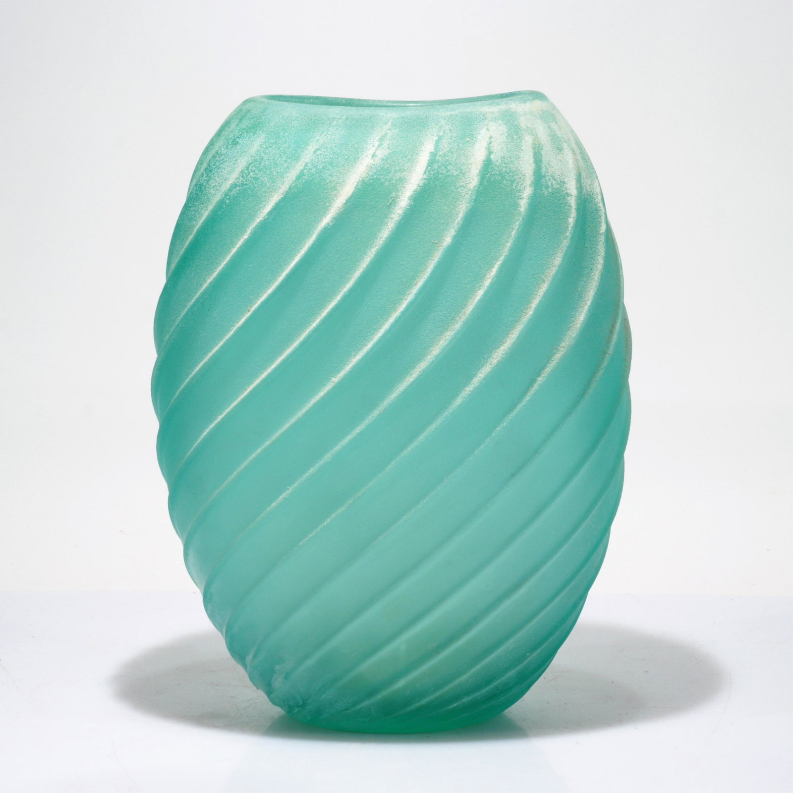 Gino Cendese - Green Scavo Glass Vase: Gino Cendese Green Scavo Glass Vase, Third Quarter 20th C., etched Cendese. Dimensions: 12" H x 9" W Property from the collection of John 'Parker' Prindle, Jr.