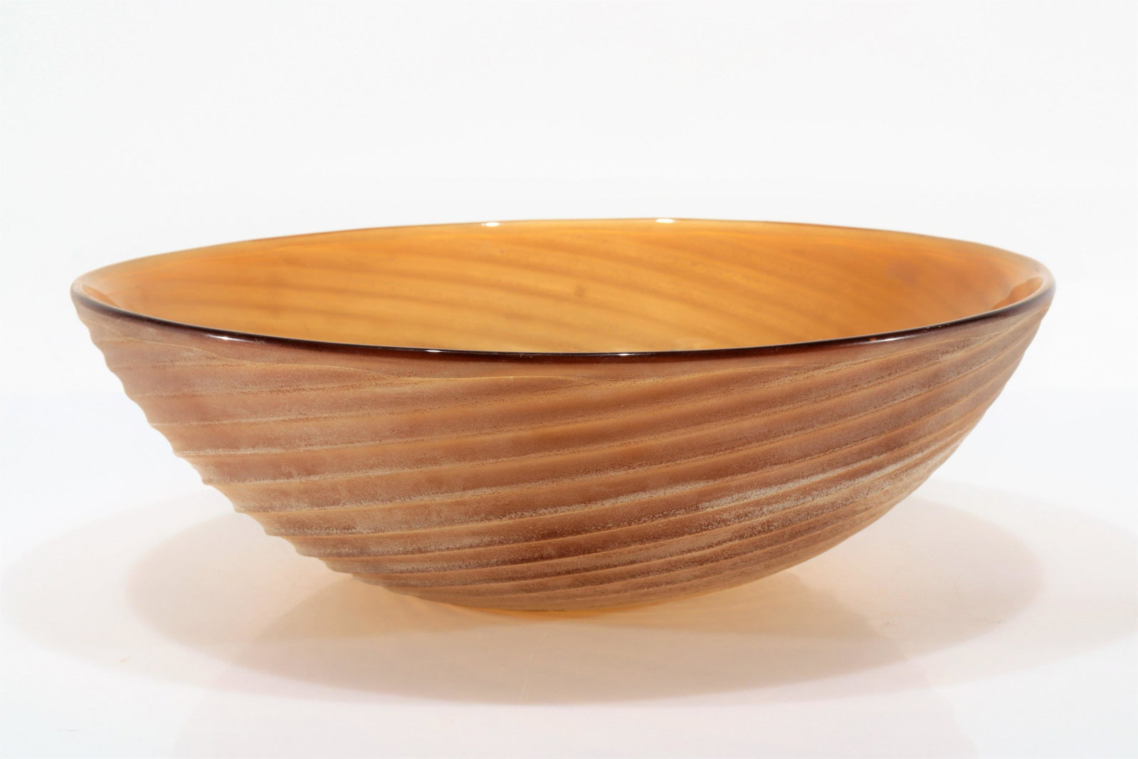 Gino Cendese - Scavo Amber Bowl: Gino Cendese Scavo Amber Bowl, Third Quarter 20th C., etched Cendese Dimensions: 14.25" Dia. Property from the collection of John 'Parker' Prindle, Jr.