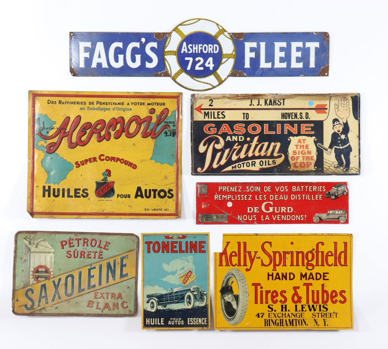 7 Vintage Automotive Tin & Metal Advertisements (1 of 6)