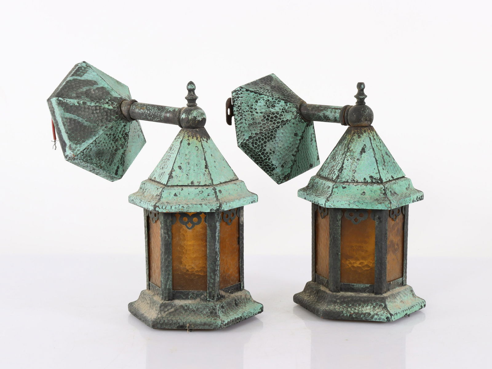 Pair Arts & Crafts Copper Lantern, Early 20th C. (1 of 5)