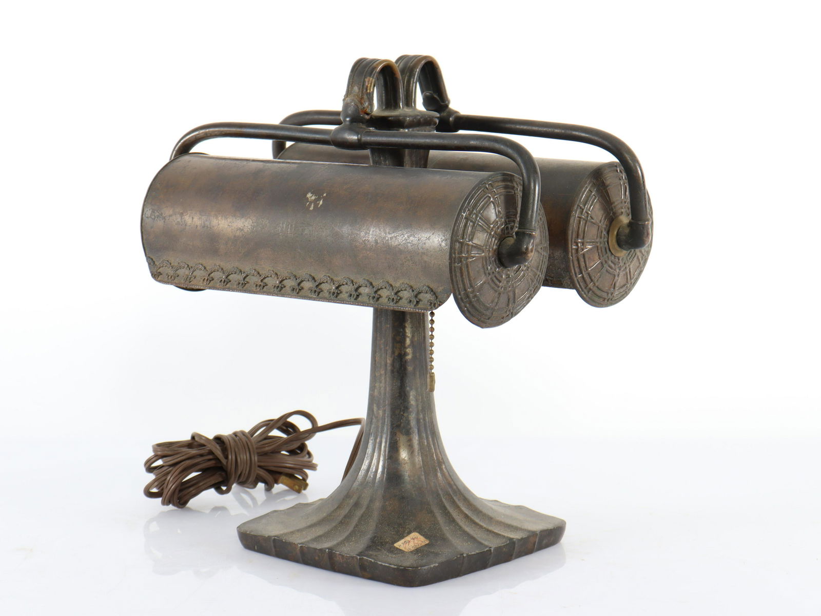 Handel - Brass Patinated Metal Banker's Lamp (1 of 4)